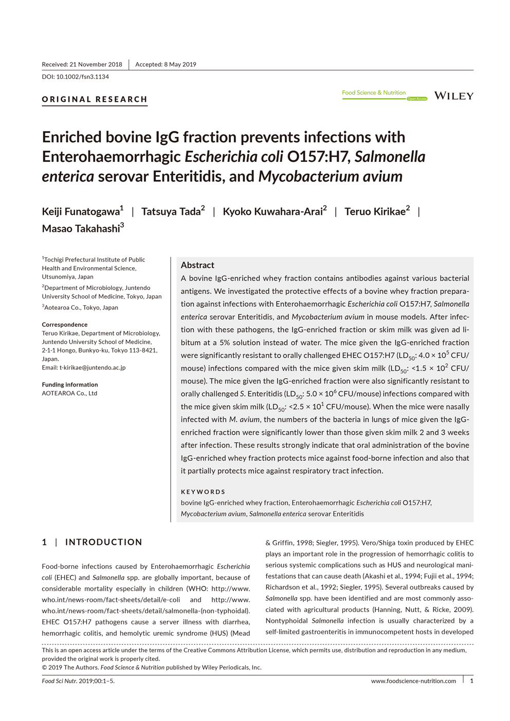 The effectiveness of bovine IgG fraction against salmonella, O-157 and non-tuberculous mycobacteria P1