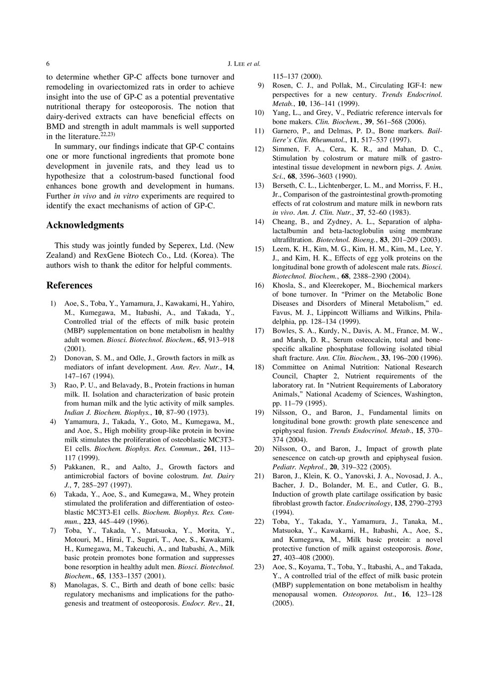 Effect of a Growth Protein-Colostrum Fraction on Bone Development in Juvenile Rats P6