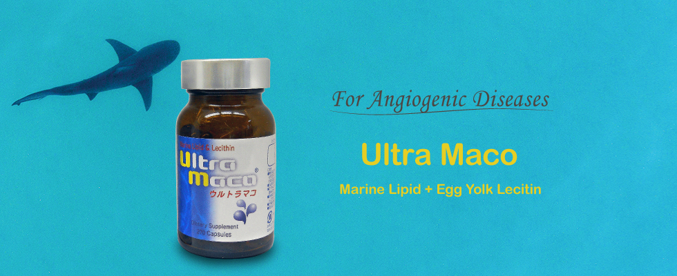 Ultra Maco contains marine lipid. For angiogenic diseases.