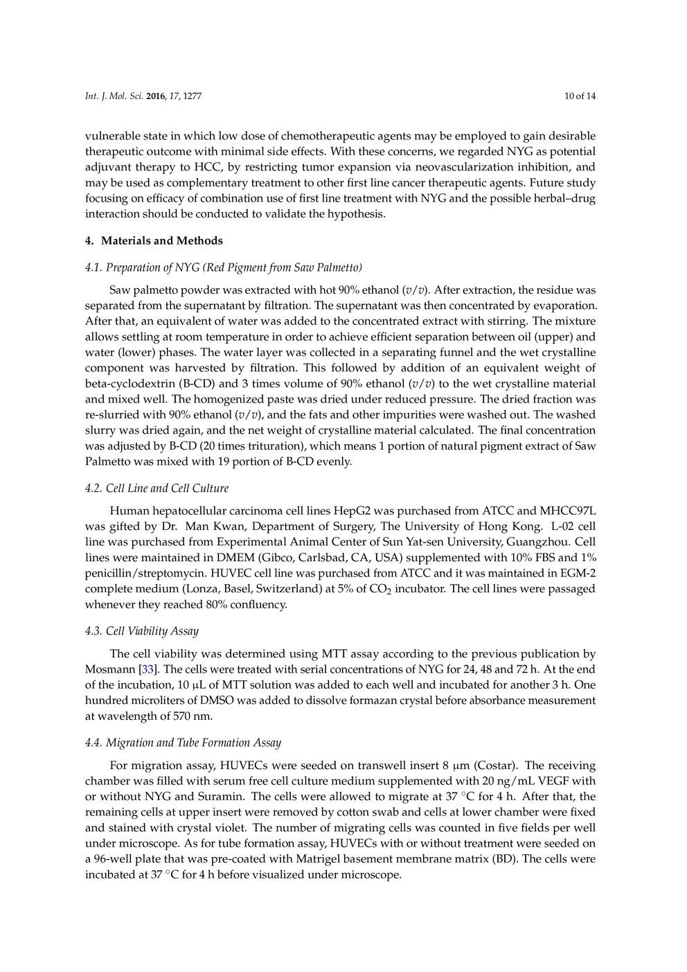 Potential of Pigment from Saw Palmetto for Adjuvant Therapy of Hepatocellular Carcinoma P10